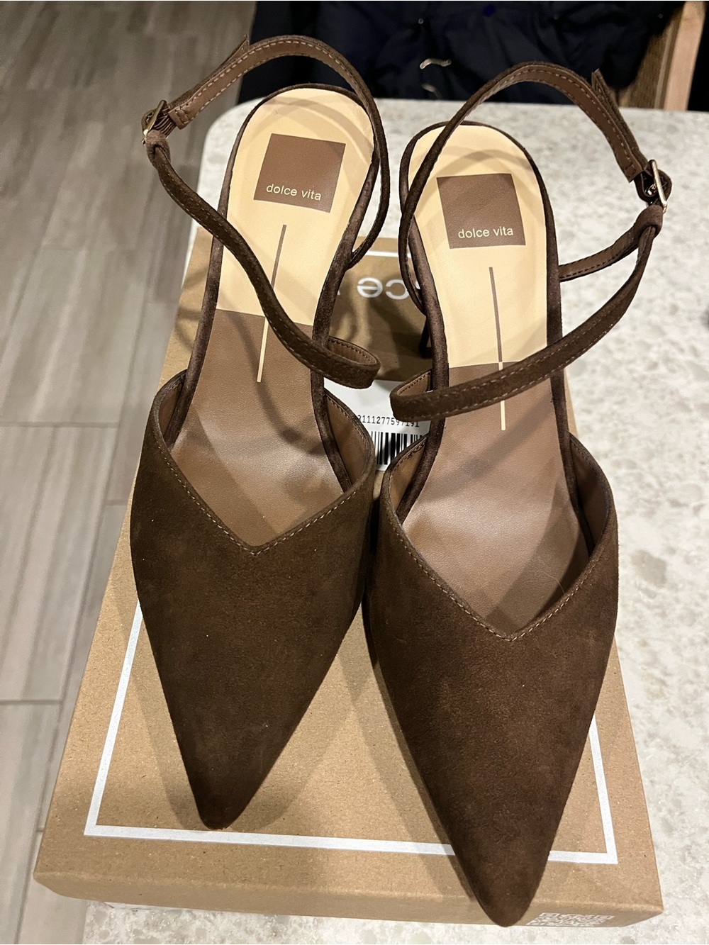 Dolce Vita Brown Suede Kamra Slingback Heels - Picture 2 of 5